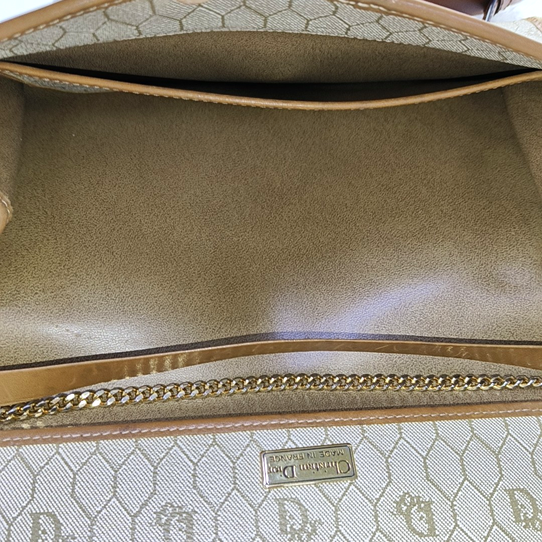 DIOR Khaki Coated Canvas Monogram Printed Shoulder Bag Golden hardware-(SKU)-957692854