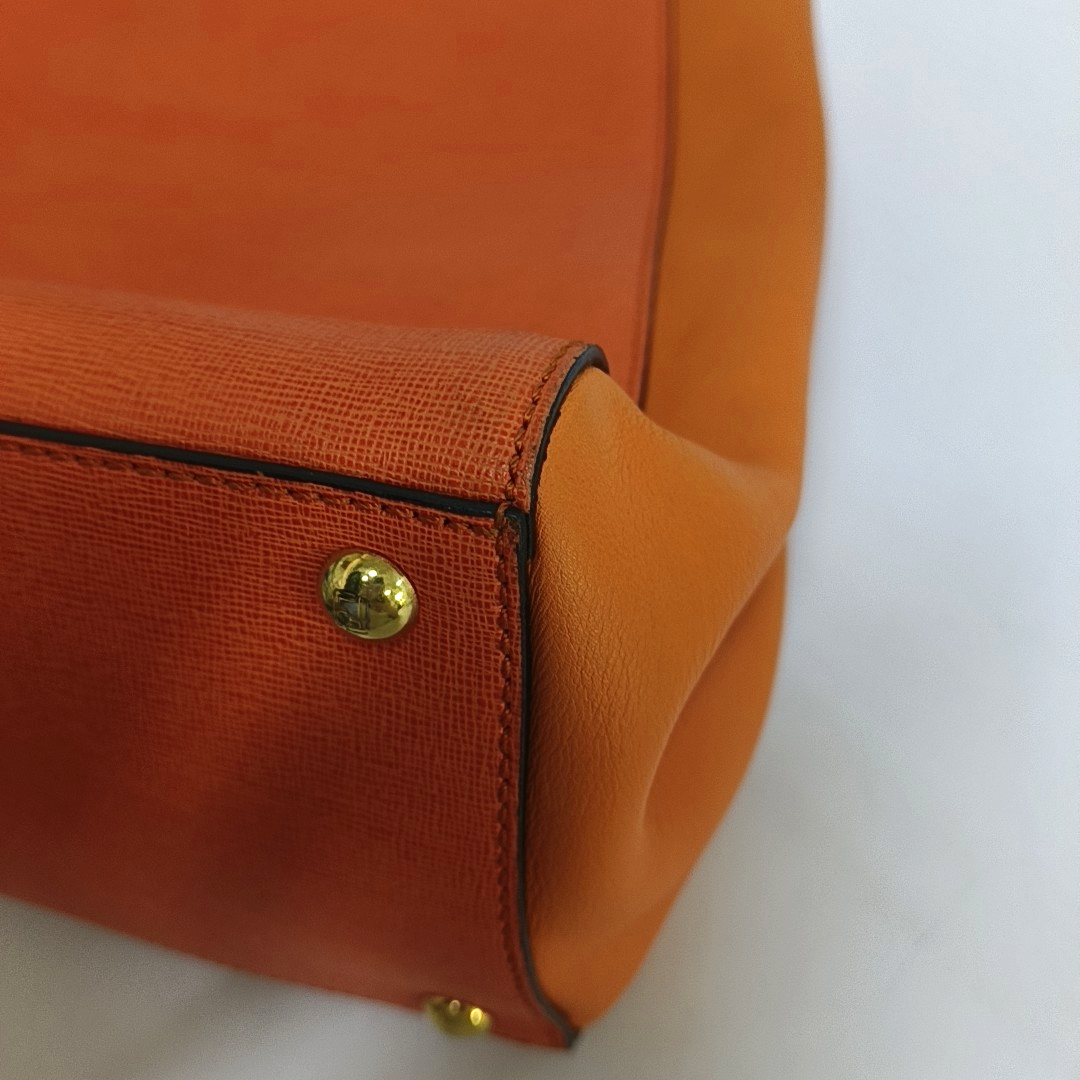 FENDI 2 Jours Medium size Orange Cowhide Single Shoulder Bag Tote Bag Golden hardware Removable shoulder strap-(SKU)-953654098