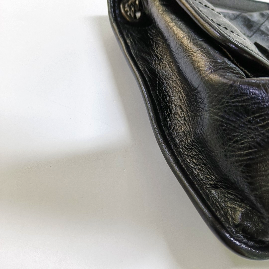 YSL NIKI Medium Black Leather Quilted V-Shape Shoulder Bag Black Ruthenium Hardware-(SKU)-964795296