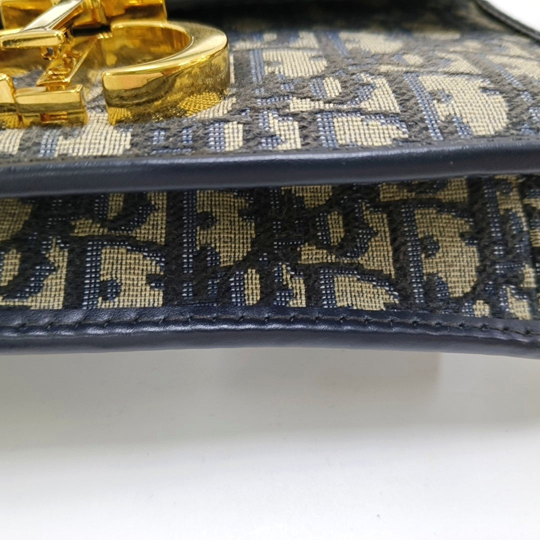 DIOR 30 Montaigne East-West blue canvas Monogram jacquard Montaigne bag shoulder bag crossbody bag removable shoulder strap-(SKU)-966152938