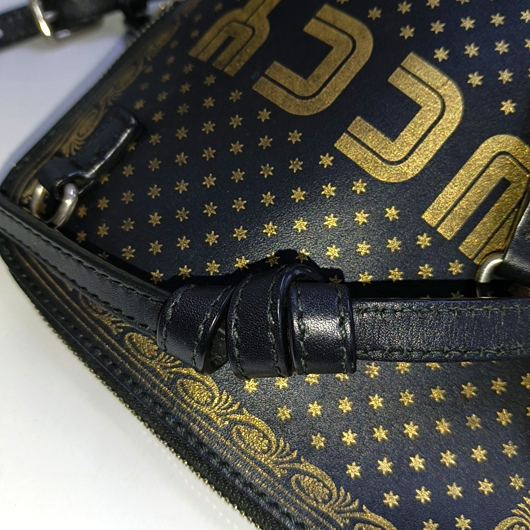 GUCCI Gucci x Sega Black Cowhide Printed Crossbody Bag Single Shoulder Bag Silver Hardware Removable shoulder strap-(SKU)-942931331