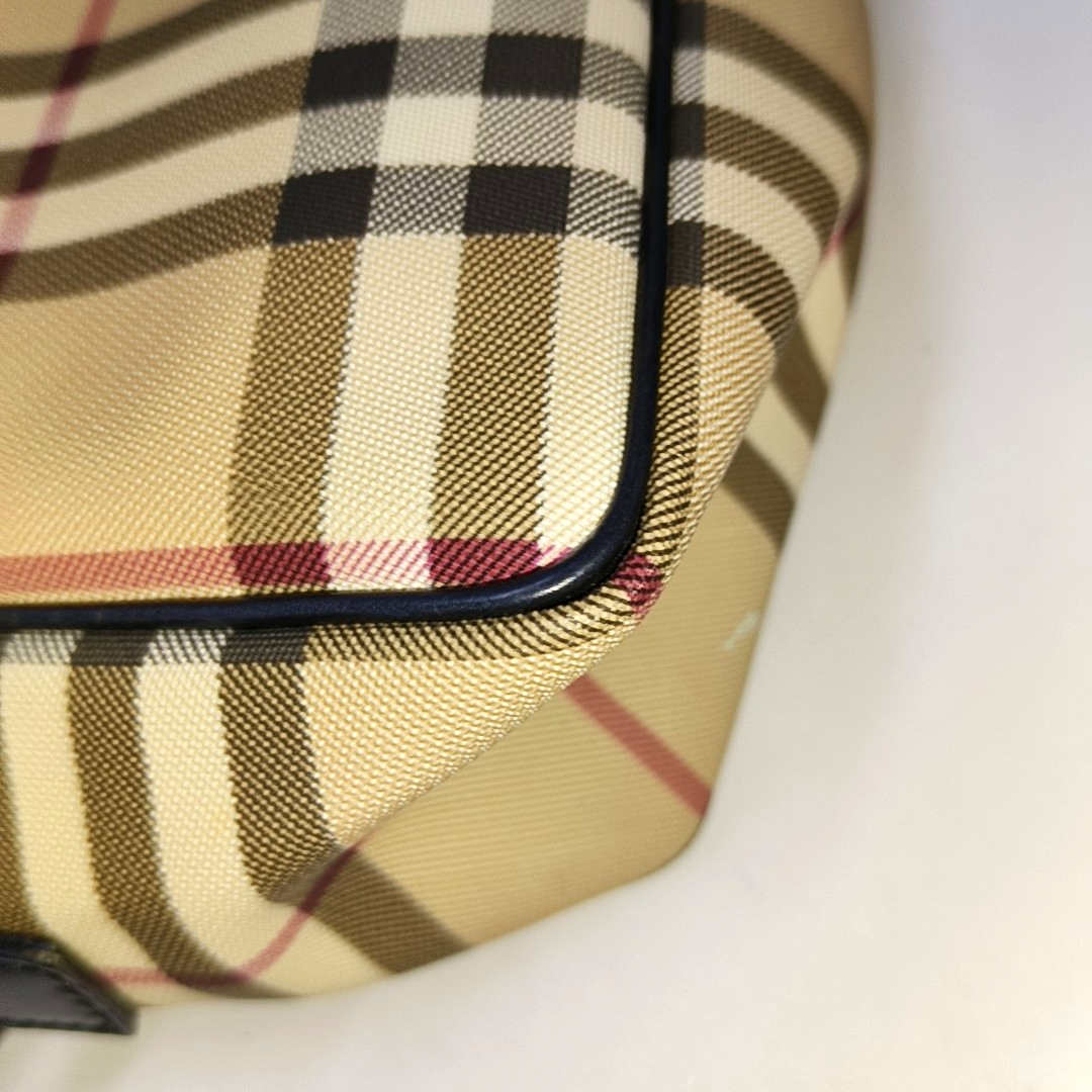 BURBERRY Brown Coated Canvas Shoulder Bag Silver Hardware-(SKU)-959823935