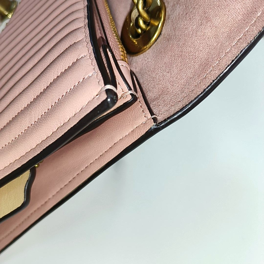 COACH PARKER 26 Pink Leather Stud Quilted Crossbody Shoulder Bag Golden hardware-(SKU)-929655469