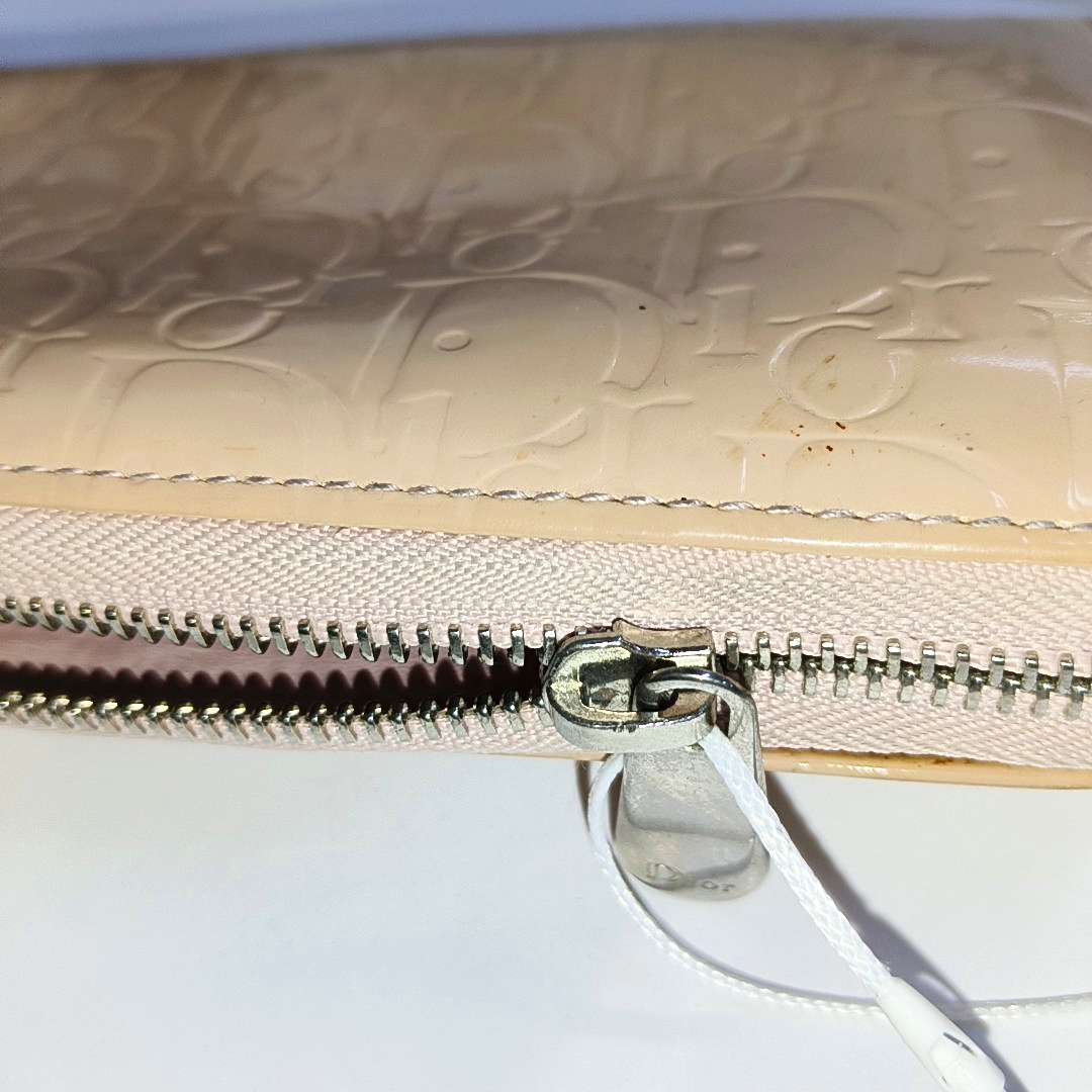 DIOR Pink Patent Leather Vintage Wallet Silver Hardware-(SKU)-939810681