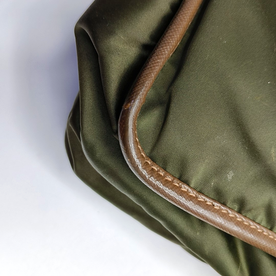 PRADA Green Nylon Crossbody Bag Single Shoulder Bag Silver Hardware-(SKU)-953032418