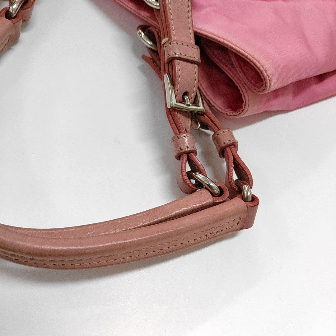 PRADA Tote bag Pink Nylon Logo Single Shoulder Bag Silver Hardware shoulder straps-(SKU)-957386735