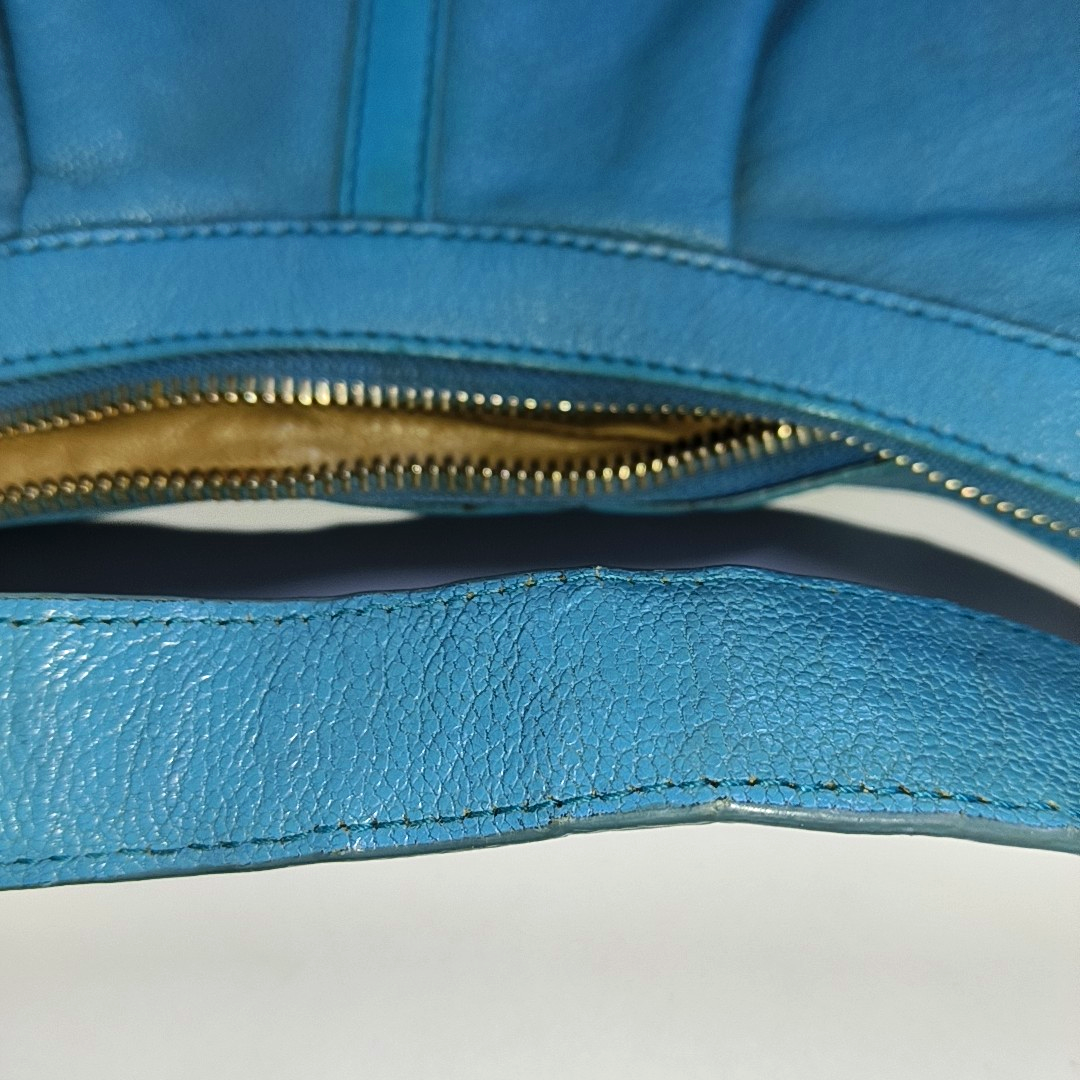 BVLGARI Light Blue Cowhide Single Shoulder Bag Golden hardware-(SKU)-935263487