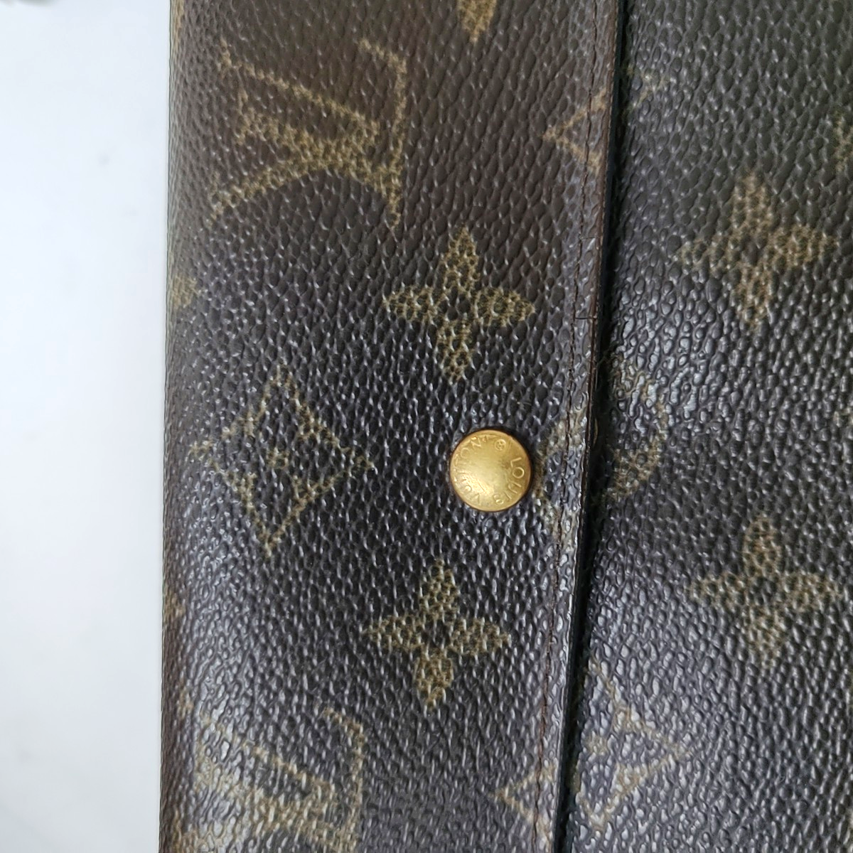 LOUIS VUITTON PORTE MONNAIE Large size Brown coated canvas vintage wallet Golden hardware-(SKU)-944949286