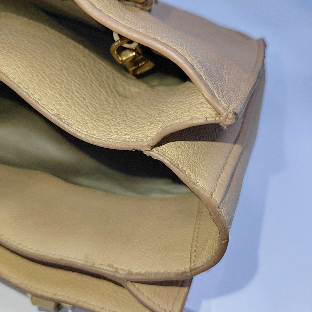 Miu Miu Tote bag Khaki cowhide crossbody handbag single shoulder bag Golden Silver Hardware Removable shoulder strap-(SKU)-952659036