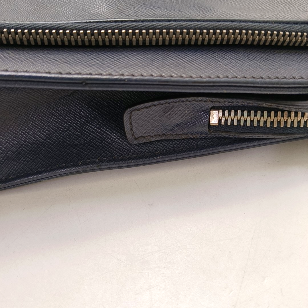 PRADA Dark Blue Leather Handbag Silver Hardware-(SKU)-954413734