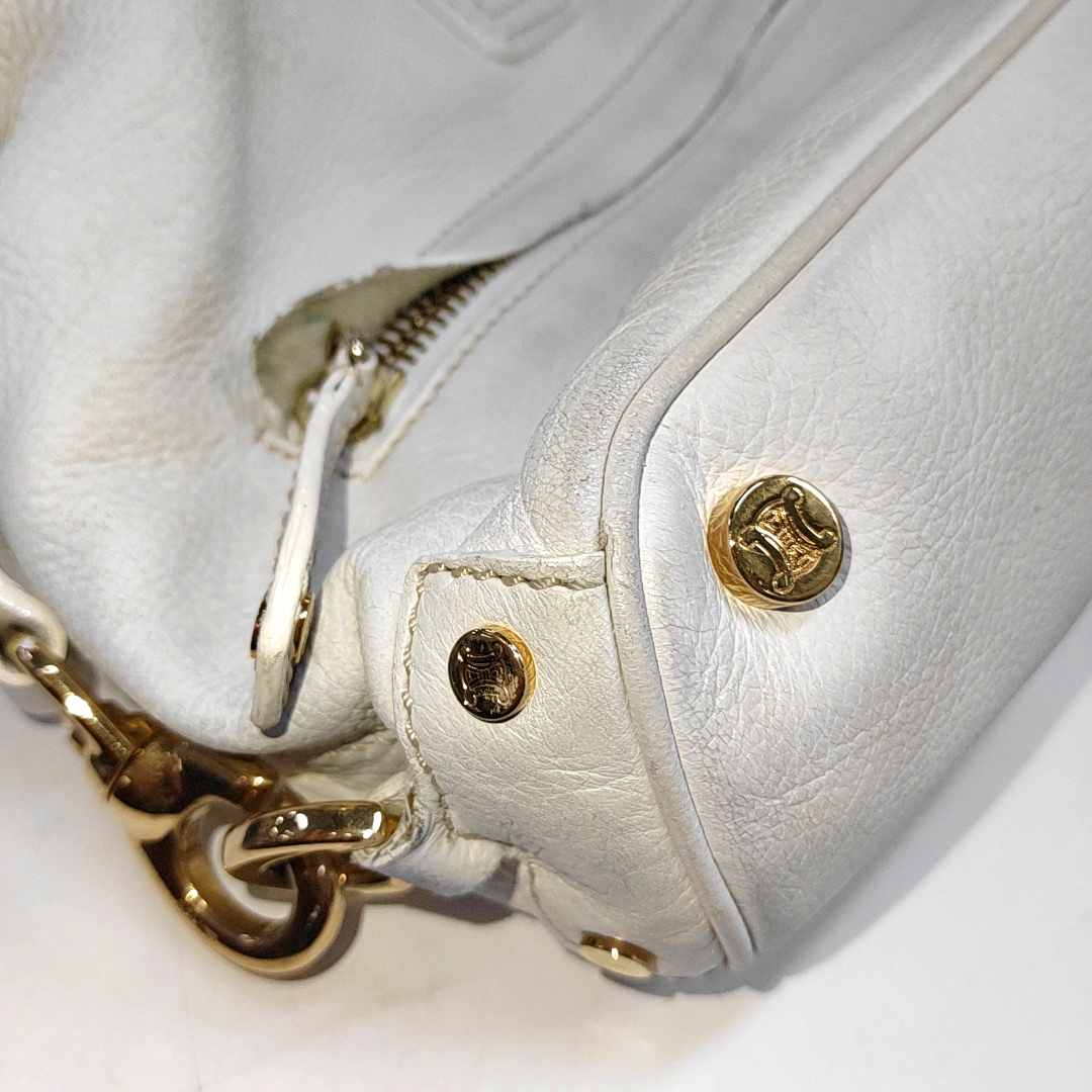CELINE Tote bag White Leather Handbag Golden hardware-(SKU)-935410118