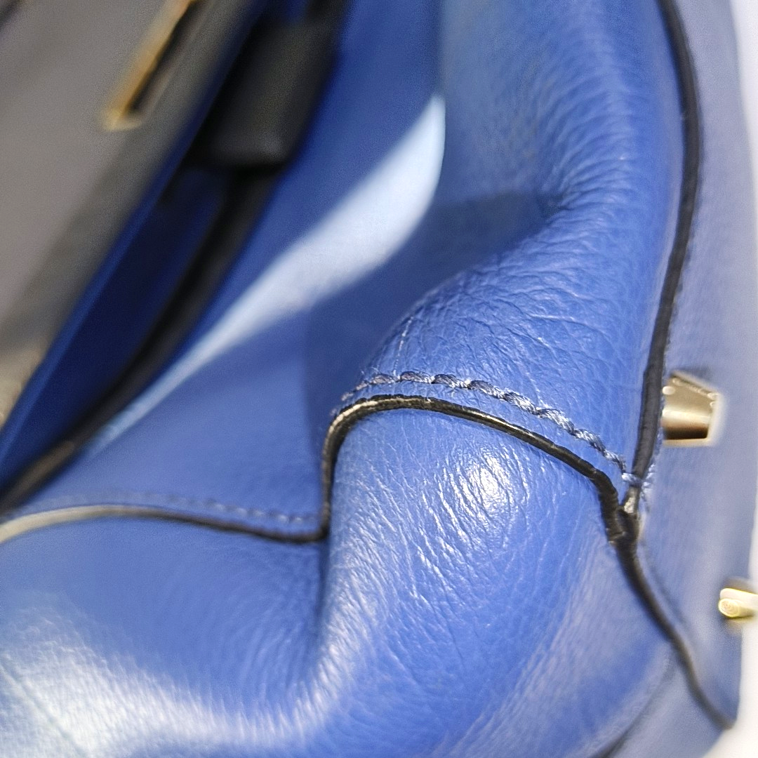 FURLA Blue cowhide single shoulder bag Golden hardware Removable shoulder strap-(SKU)-14420389