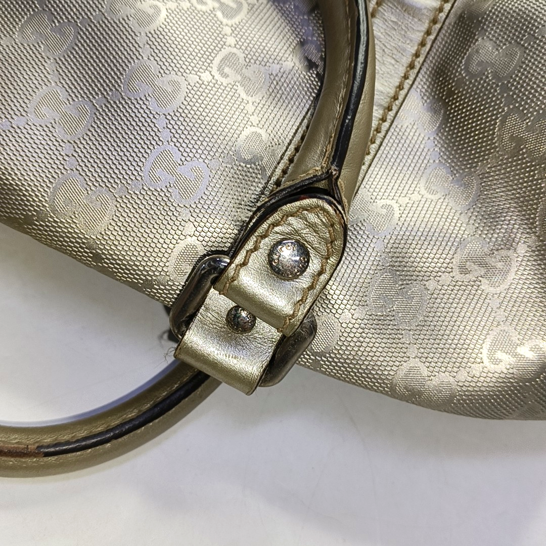 GUCCI Joy Medium size Silver Coated Canvas Monogram Handbag Golden hardware-(SKU)-950869201