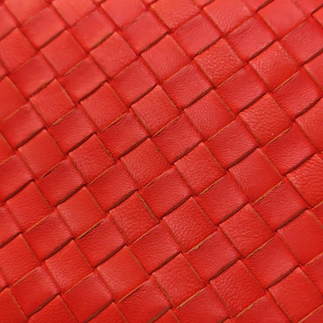 BOTTEGA VENETA Red Sheepskin Weave Wallet Ruthenium color hardware-(SKU)-949846993