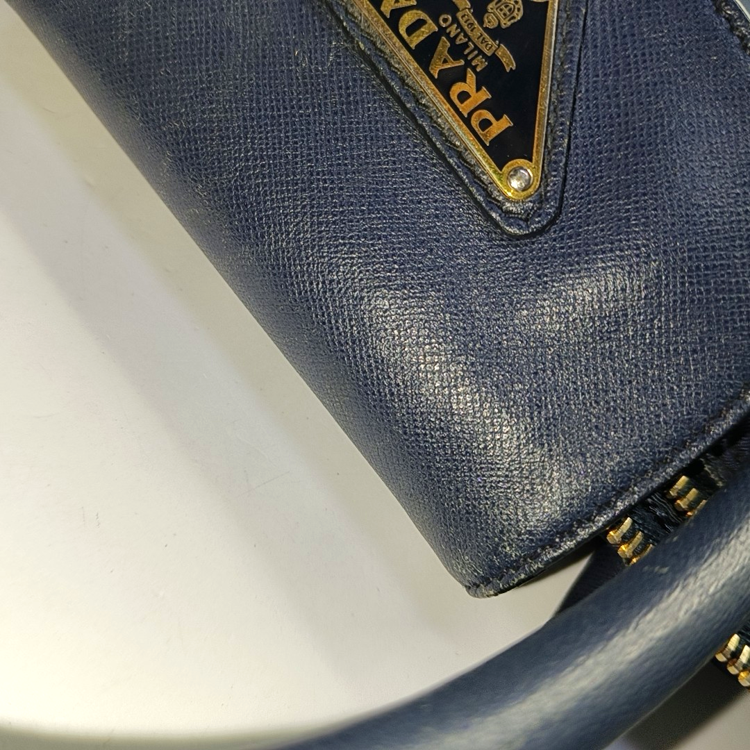 PRADA Tote bag Navy Nylon Logo Crossbody Bag Handbag Single Shoulder Bag Golden hardware-(SKU)-953507346