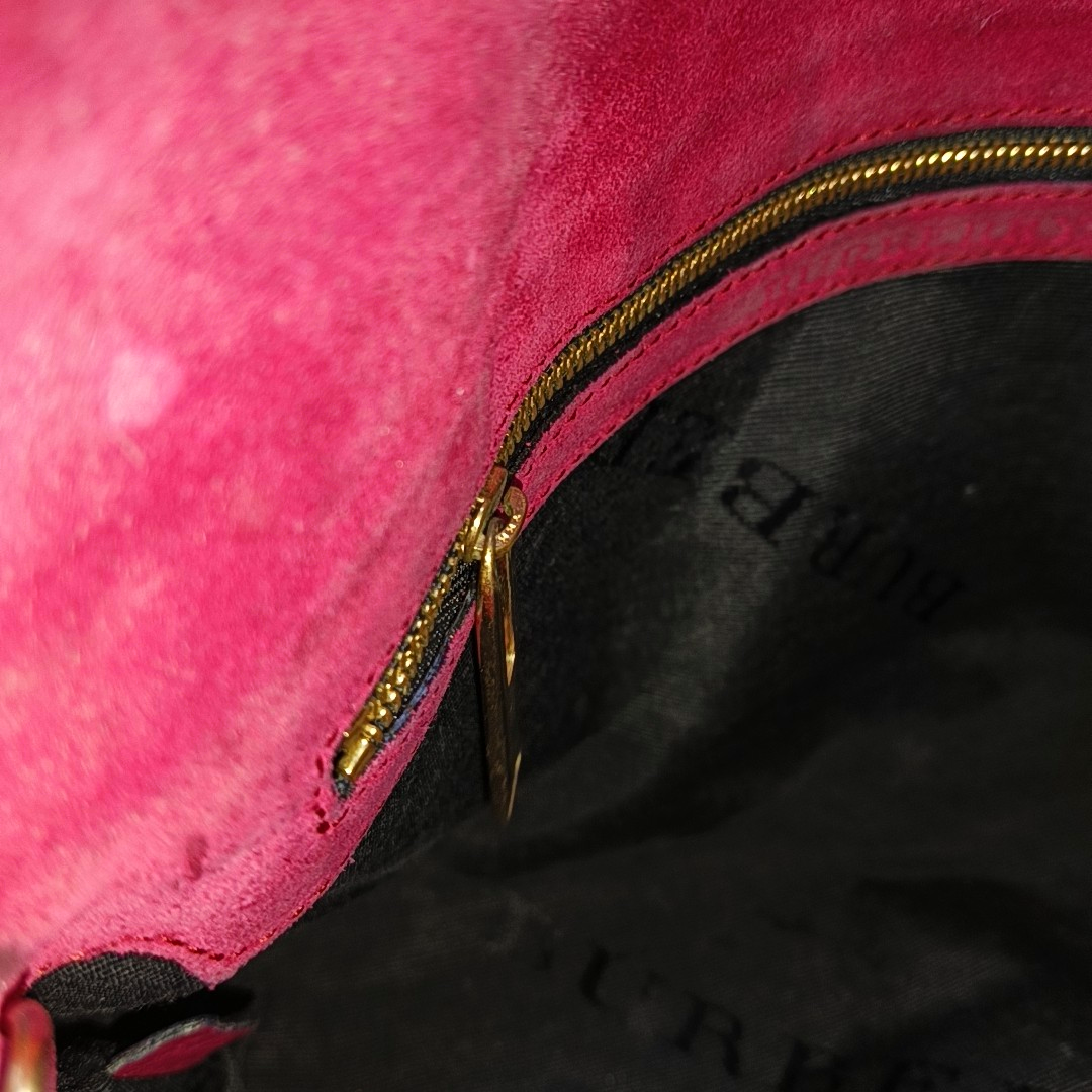 BURBERRY Mildenhall Fuchsia Leather Crossbody Shoulder Bag Handbag Golden hardware-(SKU)-956600104