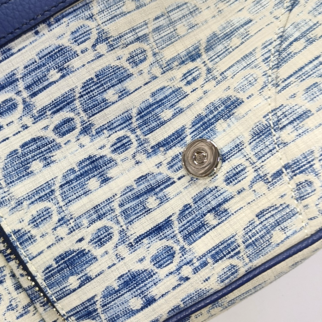 DIOR Saddle Medium Size Blue Fabric Saddle Bag Fanny Pack Crossbody Bag-(SKU)-962211429
