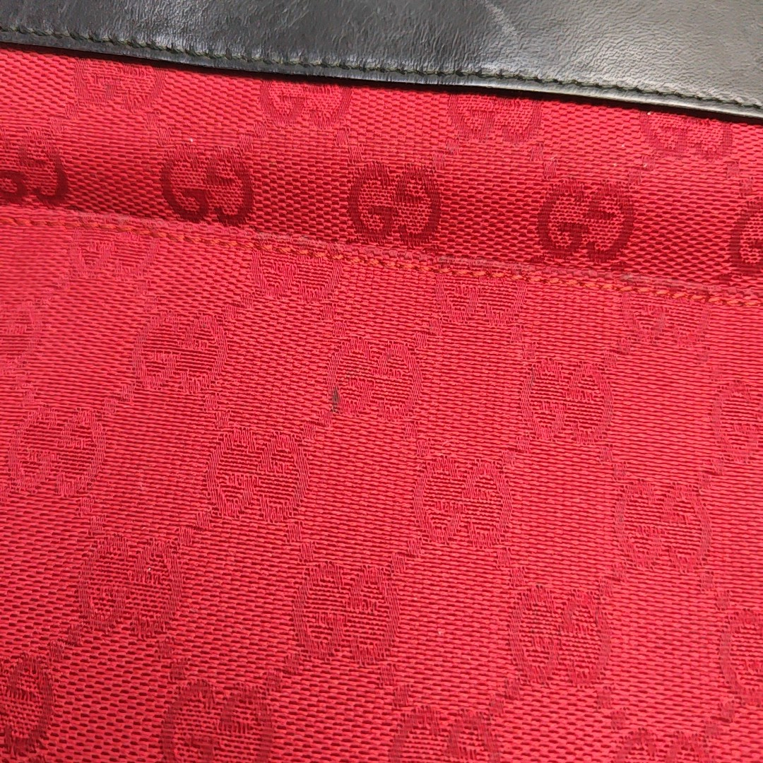 GUCCI Red Canvas Monogrammed Jacquard Shoulder Bag Silver Hardware-(SKU)-948846460
