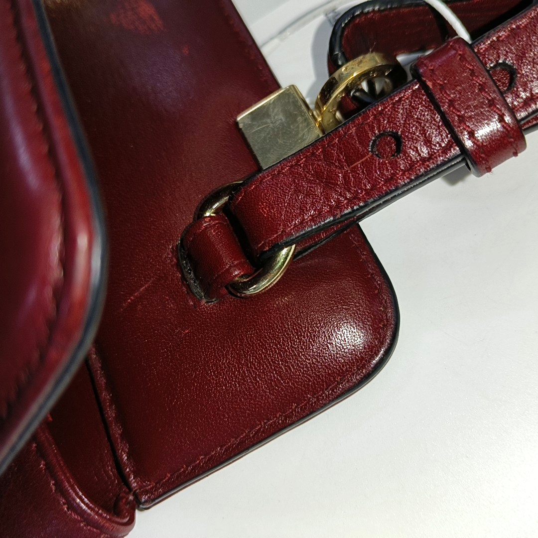BVLGARI ISABELLA ROSSELLINI Burgundy Cowhide Single Shoulder Bag Handbag Crossbody Golden hardware Removable shoulder strap-(SKU)-931850112