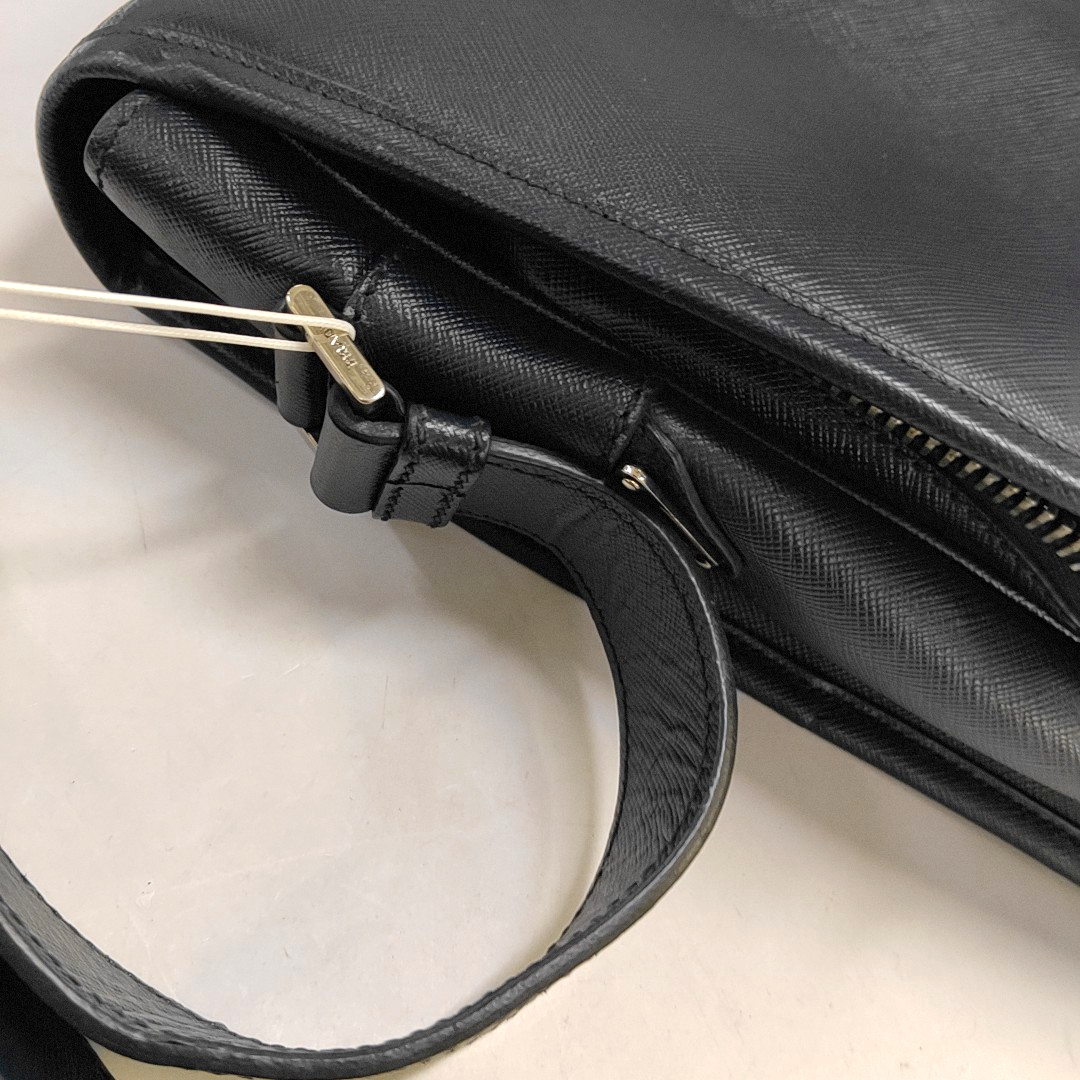 PRADA Dark Blue Cowhide Cross Grain Crossbody Bag Single Shoulder Bag Silver Hardware-(SKU)-949542016