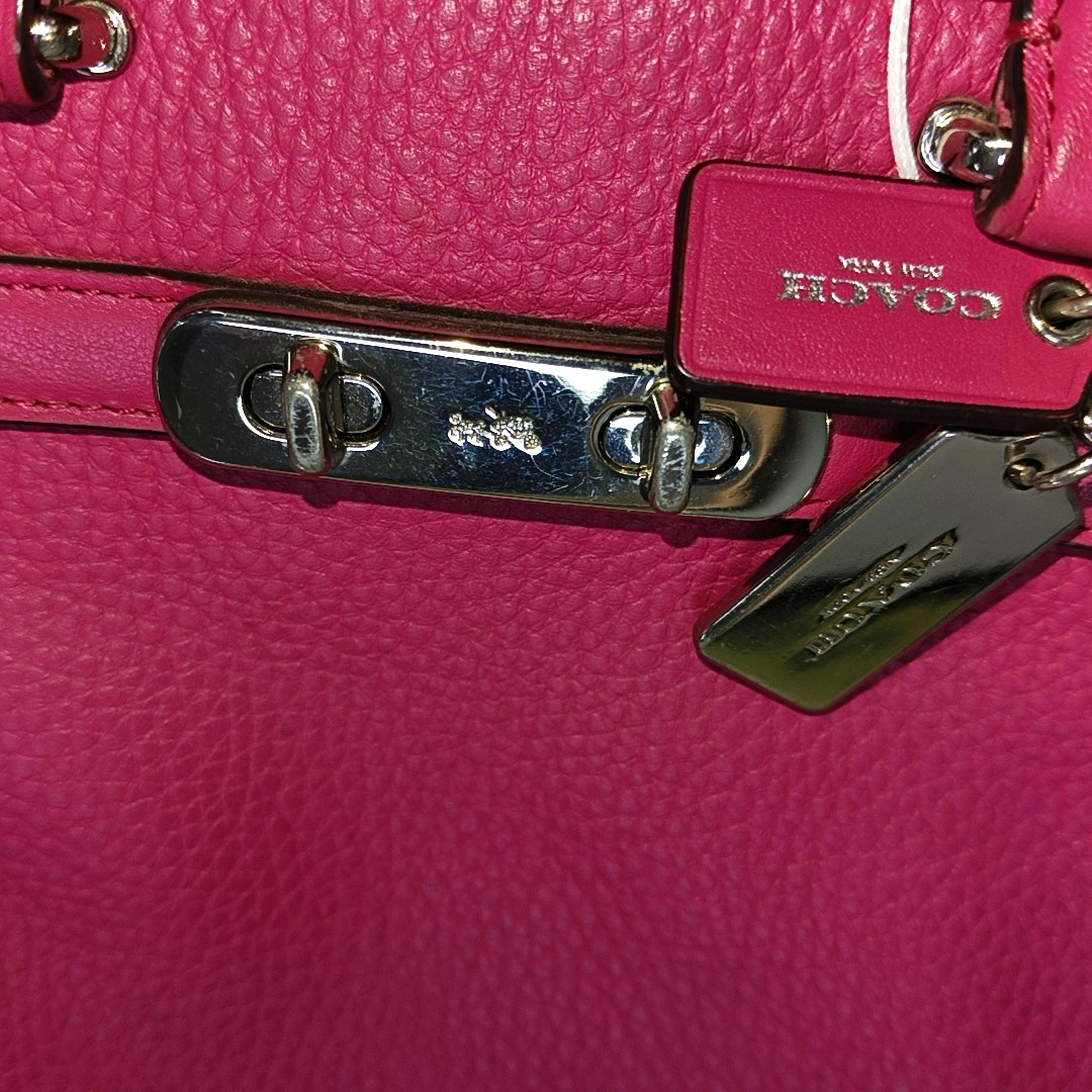COACH SWAGGER Pink Cowhide Crossbody Bag Ruthenium color hardware Removable shoulder strap-(SKU)-928838798