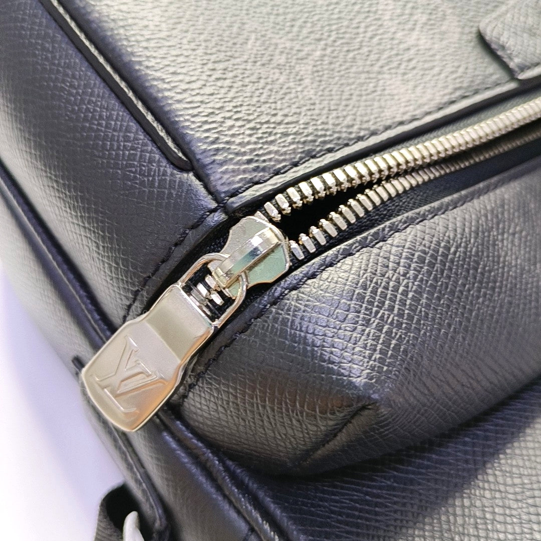 LOUIS VUITTON OUTDOOR Small Black Calfskin Monogram Messenger Bag Shoulder Bag Crossbody with Silver Hardware-(SKU)-969653637