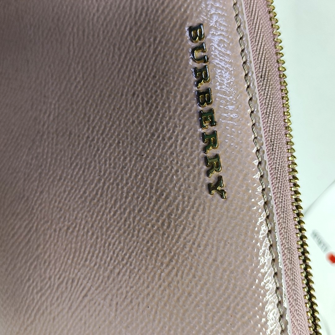 BURBERRY Light Pink Calf Leather Wallet Golden hardware-(SKU)-953079132