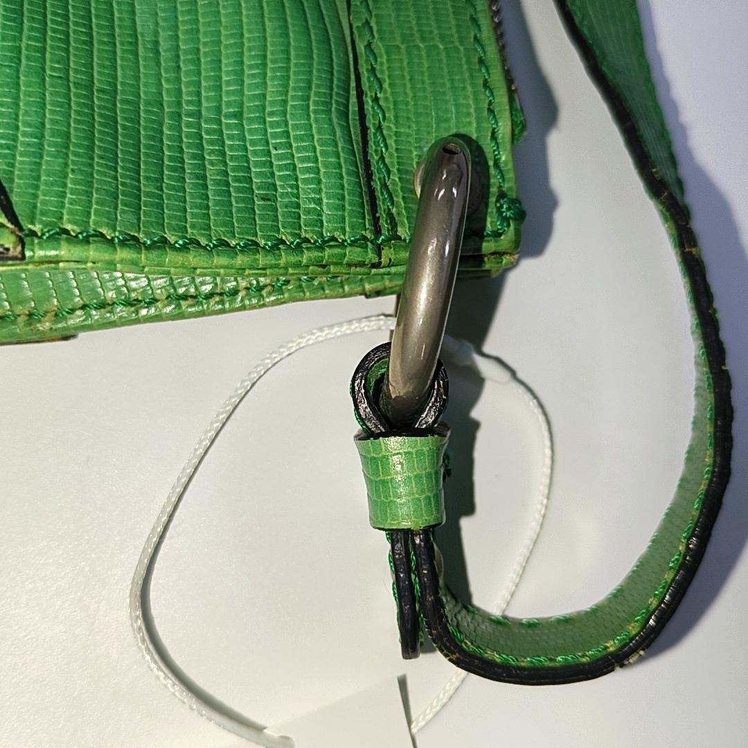 BURBERRY Green Cowhide Embossed Single Shoulder Bag Silver Hardware-(SKU)-934701341