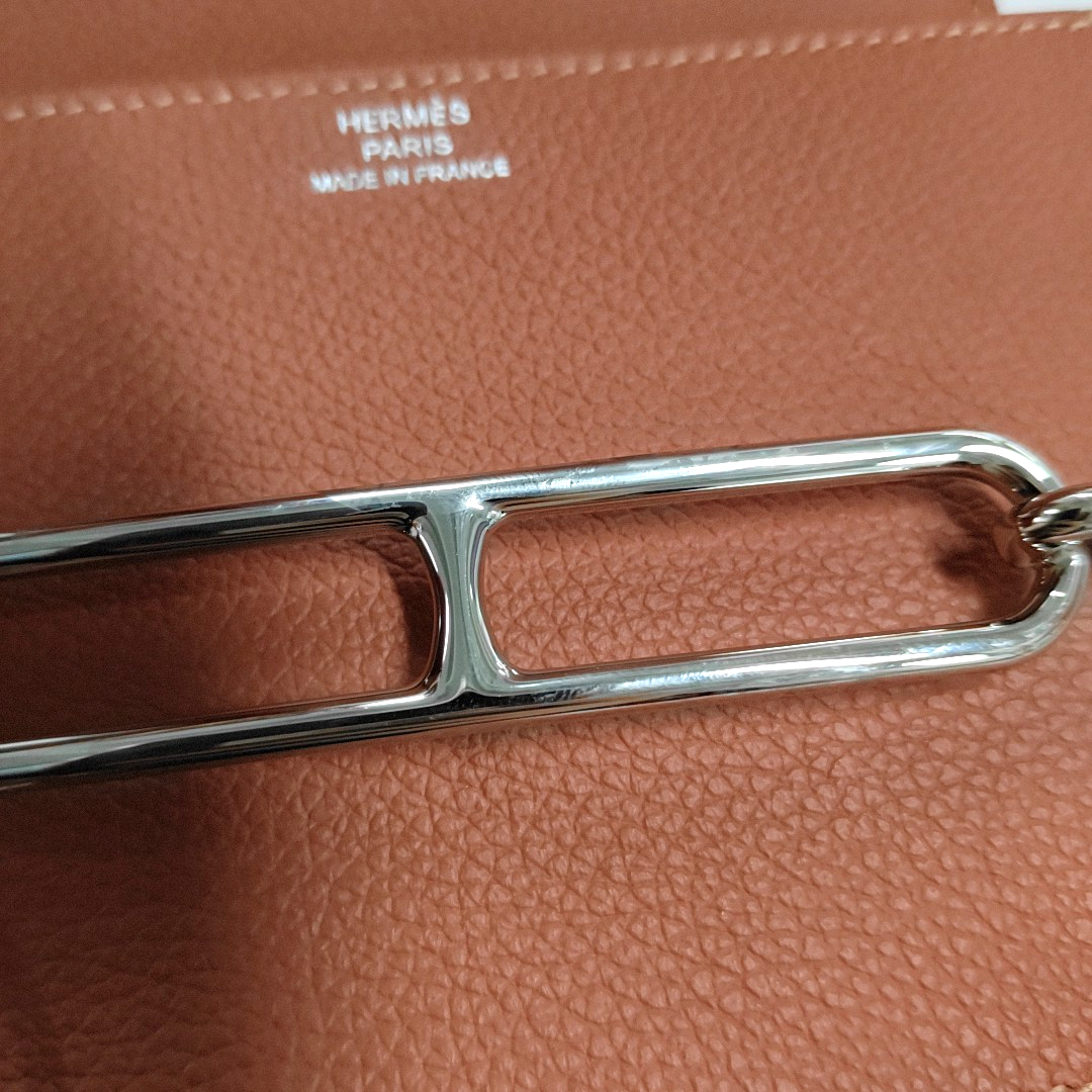 HERMÈS Roulis Slim Salmon Evercolor Leather Flap Wallet Silver Hardware Z Inside Pocket Complete Accessories-(SKU)-928395278
