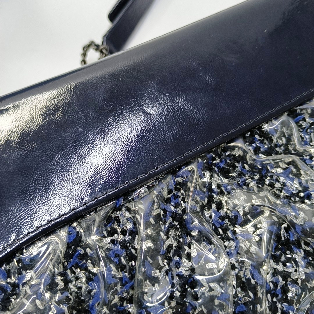 CHANEL GABRIELLE Medium Dark Blue Wool Quilted V Pattern Gabby Bag Crossbody Shoulder Bag Sling Bag Gold Silver Ruthenium Hardware 25 Clasp Removable Strap-(SKU)-954167174