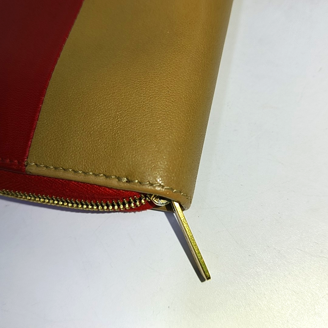 CELINE SOLO Red Leather Wallet Golden hardware-(SKU)-935679430