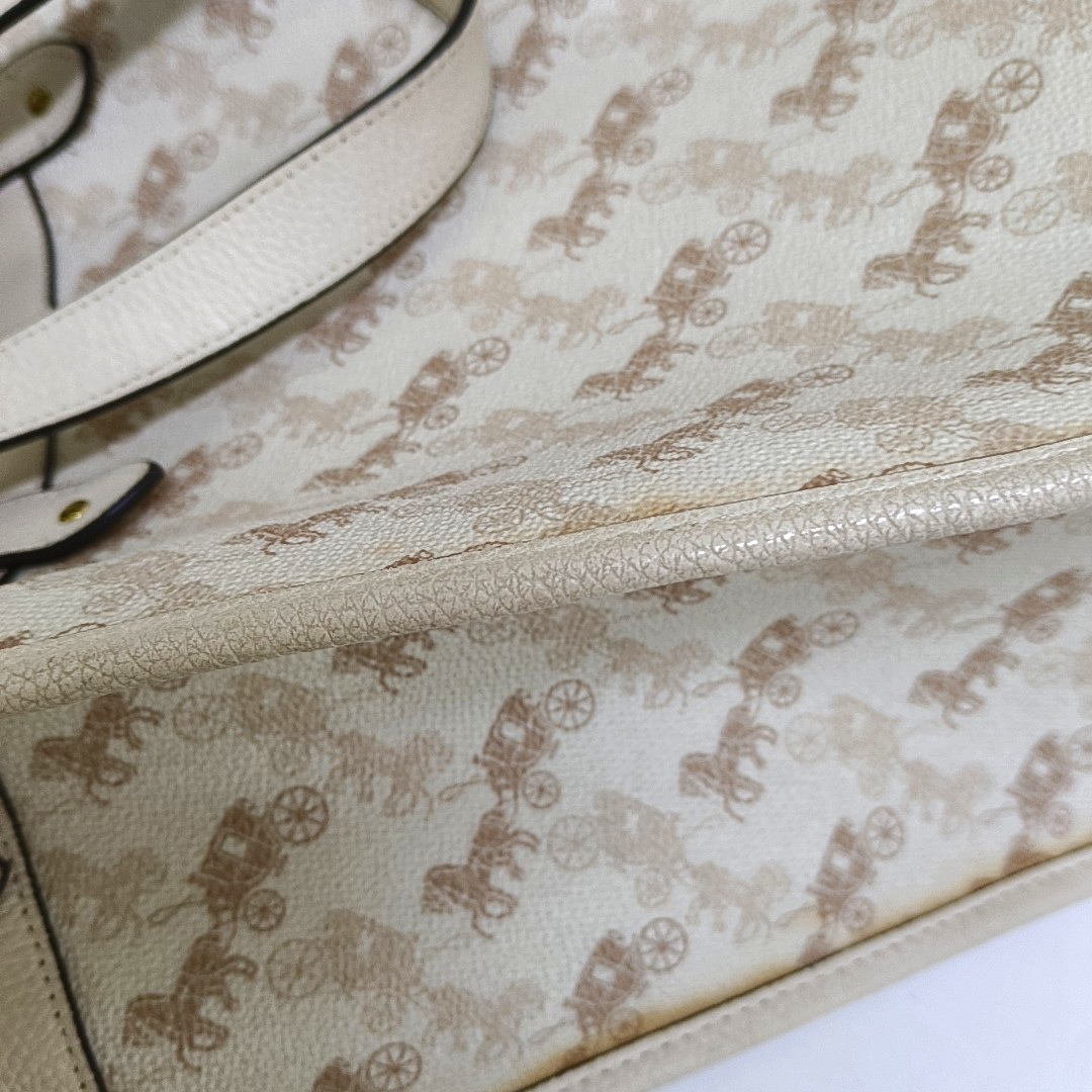 COACH FIELD White Coated Canvas Carriage Single Shoulder Bag Crossbody Handbag Golden hardware Removable shoulder strap-(SKU)-940671744