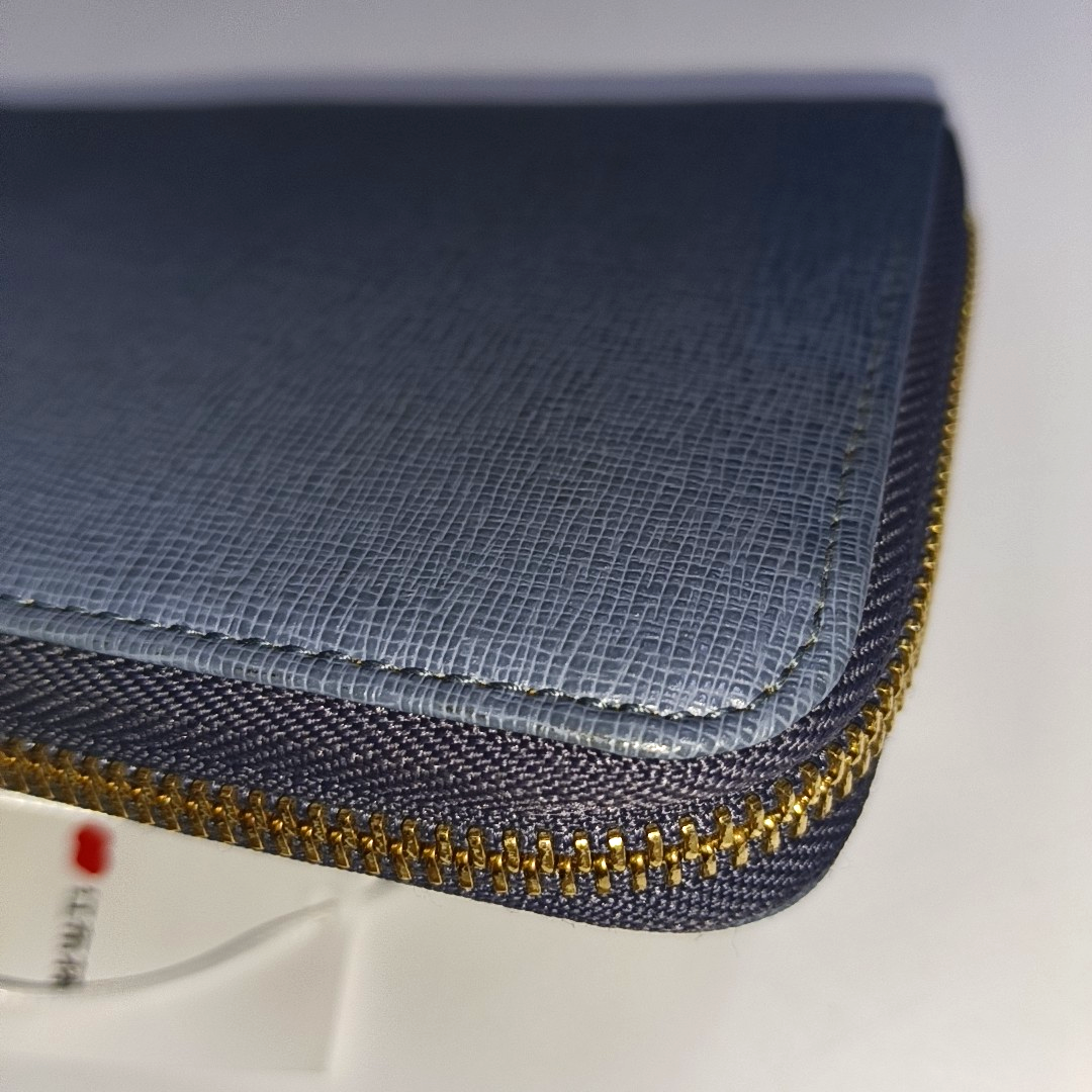 FURLA Blue Leather Embossed Wallet Golden hardware-(SKU)-940647077