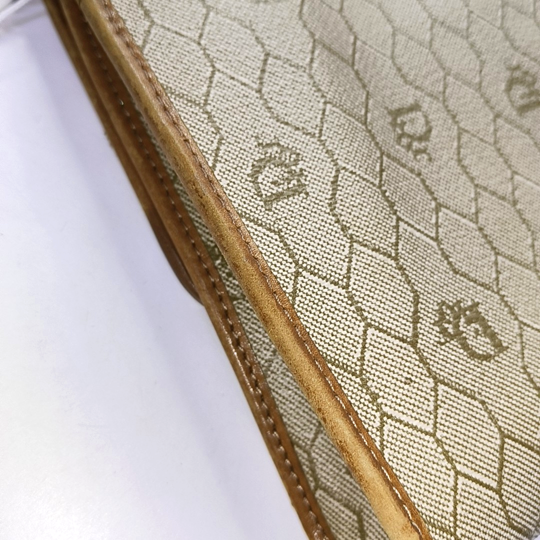DIOR Khaki Coated Canvas Monogram Printed Shoulder Bag Golden hardware-(SKU)-957692854