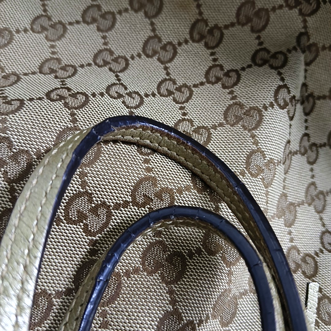 GUCCI Bree Medium size Khaki Canvas Tote Bag Silver Hardware-(SKU)-948482919