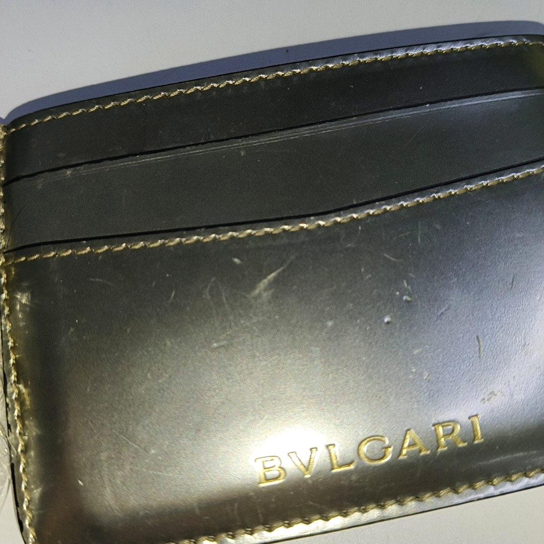 BVLGARI SERPENTI FOREVER Gray Cowhide Snake Head Card Case Golden hardware-(SKU)-935538588