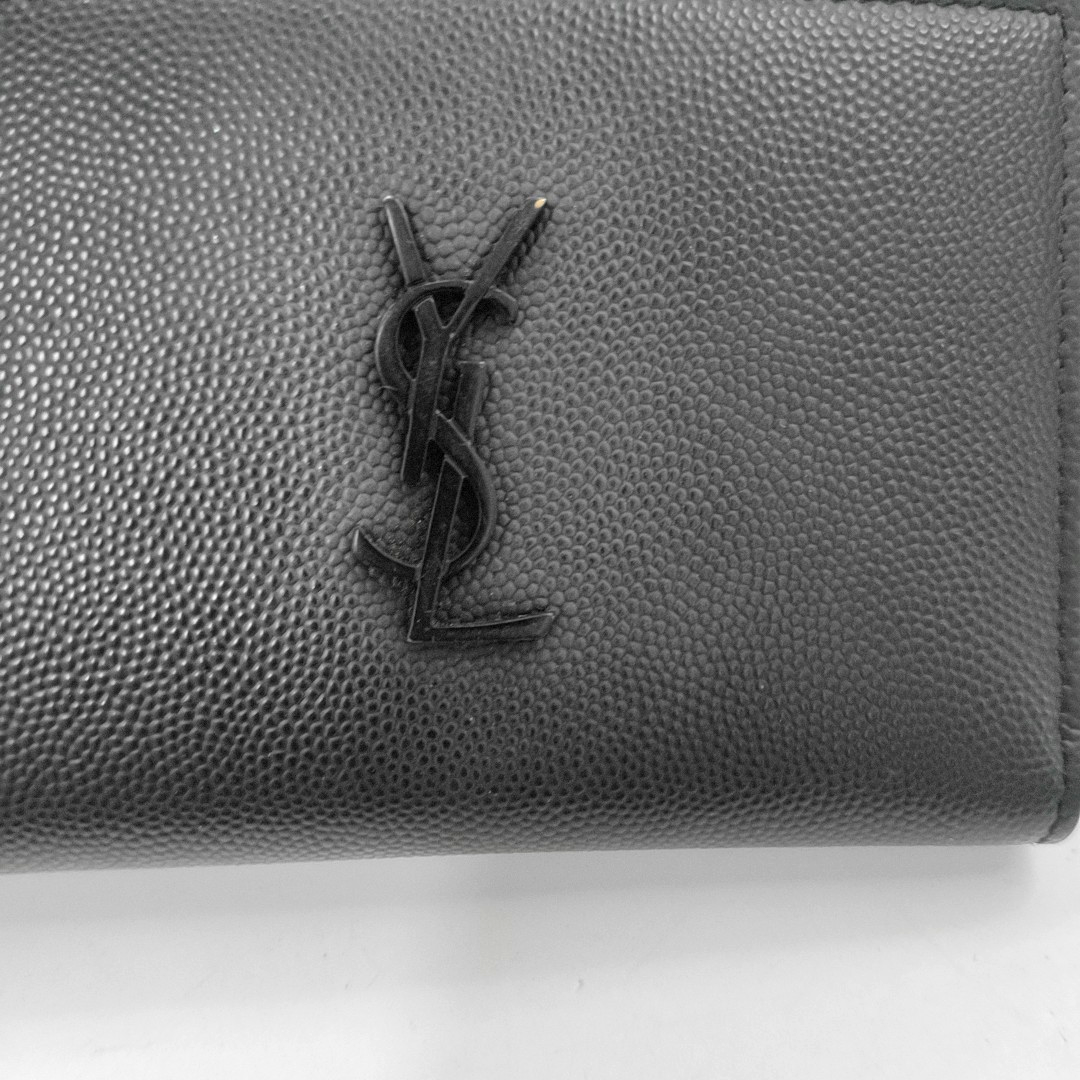 YSL Black Cowhide lychee patternWallet Black hardware-(SKU)-955350778