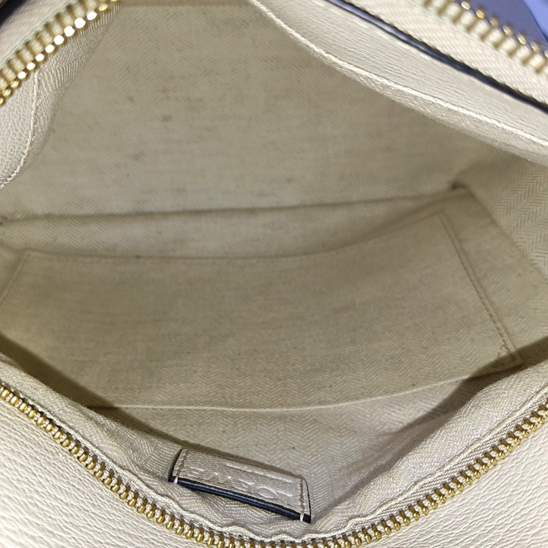 LOEWE Puzzle Small White Lamb Skin Geometric Shoulder Bag Crossbody Tote with Removable Strap-(SKU)-966123695