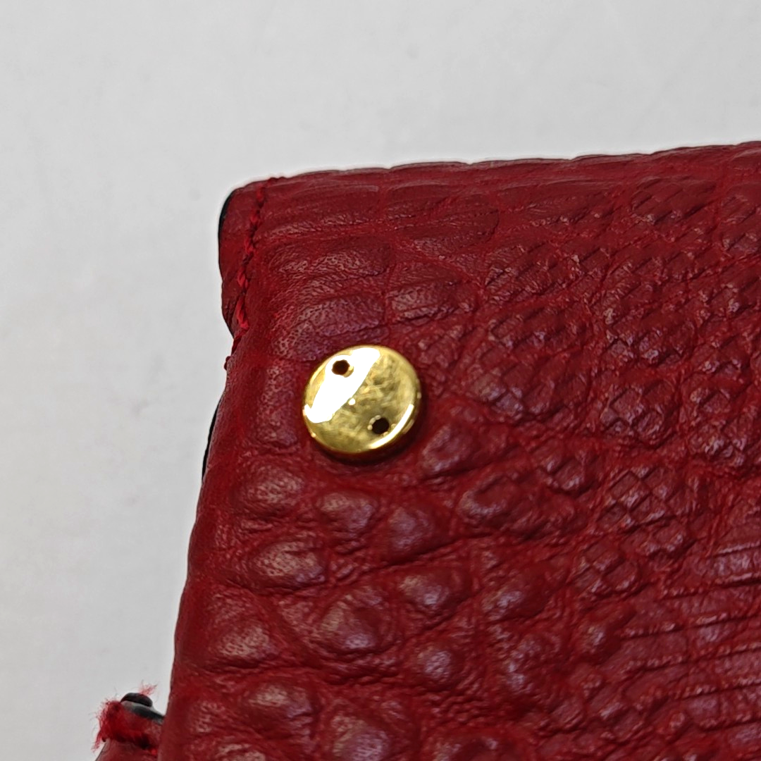BURBERRY Langley Red Leather Monogram Quilted Single Shoulder Bag Crossbody Bag Golden hardware Removable shoulder strap-(SKU)-948627990