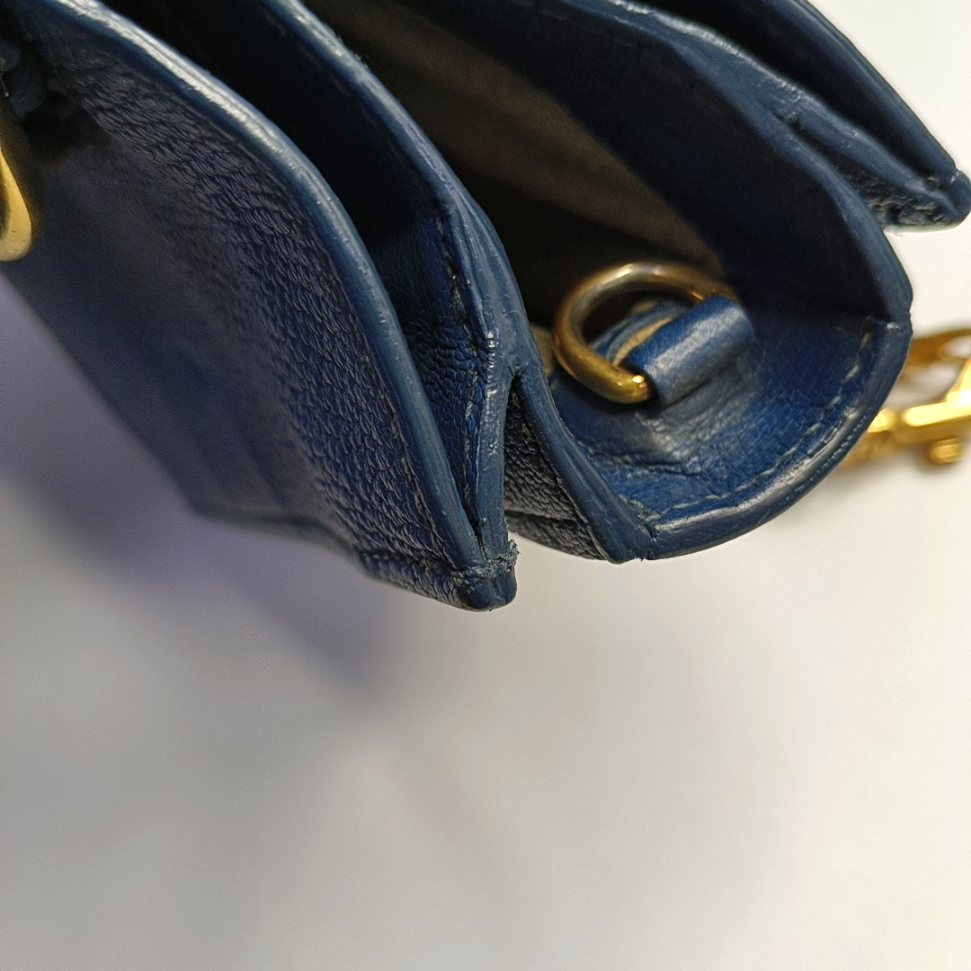 Miu Miu Tote bag Blue Cowhide Crumpled Shoulder Bag Single Shoulder Bag Crossbody Bag Golden hardware Removable shoulder strap-(SKU)-950926688