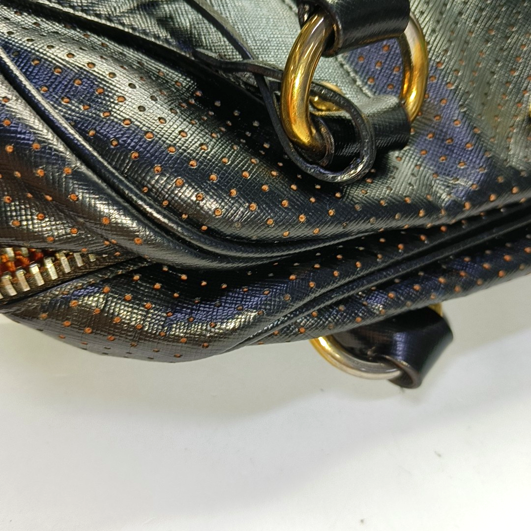 PRADA Promenade Black Leather Cut-Out Handbag Golden hardware-(SKU)-954408142