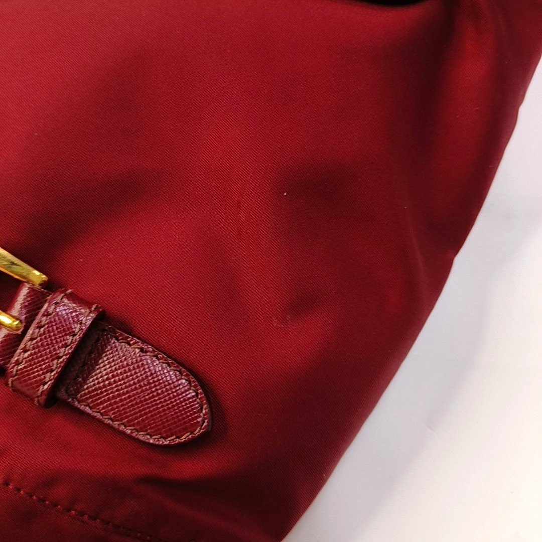 PRADA Vela Messenger Bag Red Nylon Cross Grain Single Shoulder Crossbody Golden hardware Removable shoulder strap-(SKU)-957669142