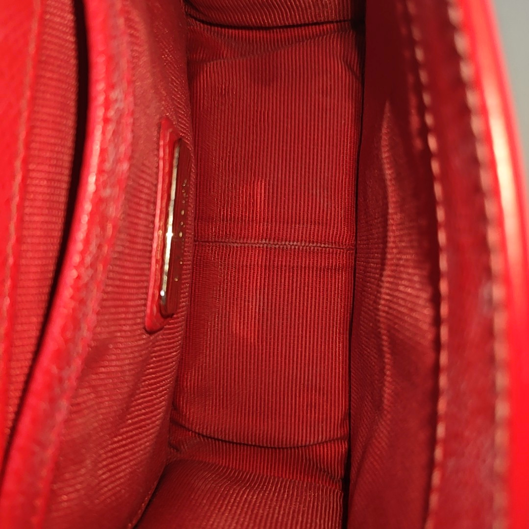 FURLA Red Leather Rivets Shoulder Bag Crossbody Bag Golden hardware-(SKU)-940159731