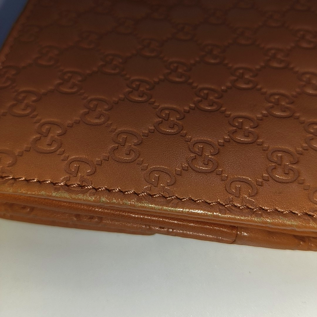 GUCCI Nude Pink Cowhide Monogram Embossed Wallet Golden hardware-(SKU)-933631362