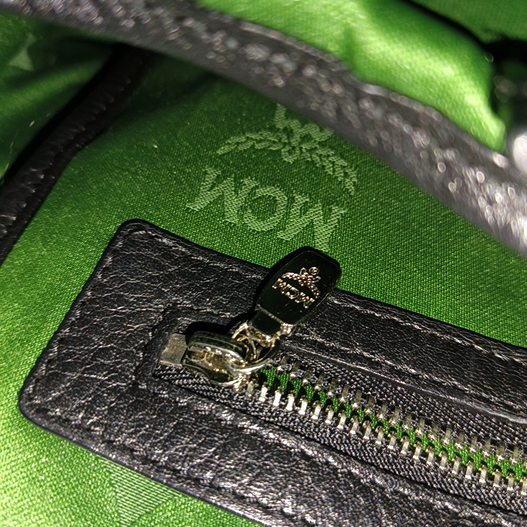 MCM STARK Small size Green Coated Canvas Monogram Studs Backpack Handbag Silver Hardware Sub-bag-(SKU)-940018584