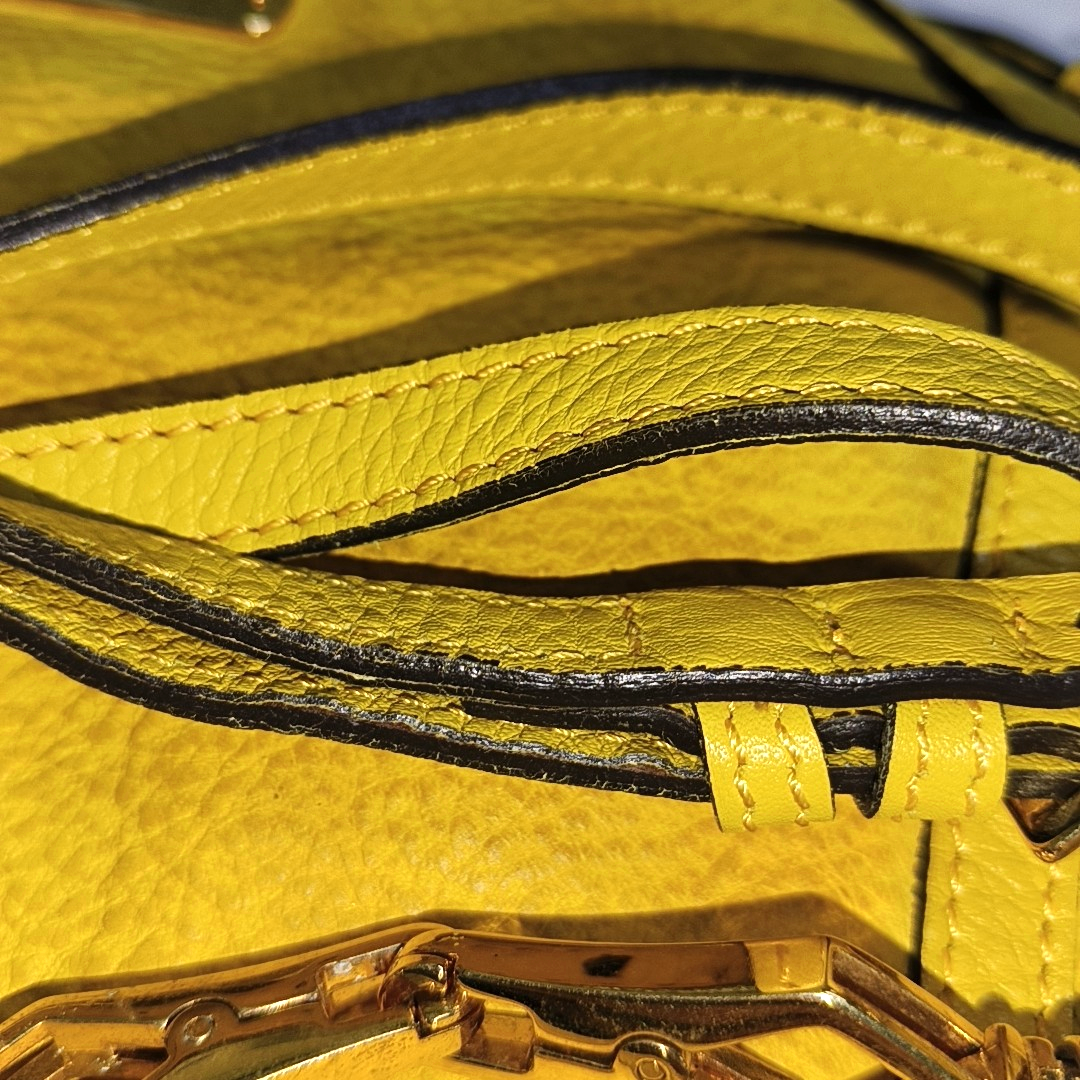 BURBERRY Northfield Yellow Leather Shoulder Bag Tote Golden hardware Removable shoulder strap-(SKU)-14373312