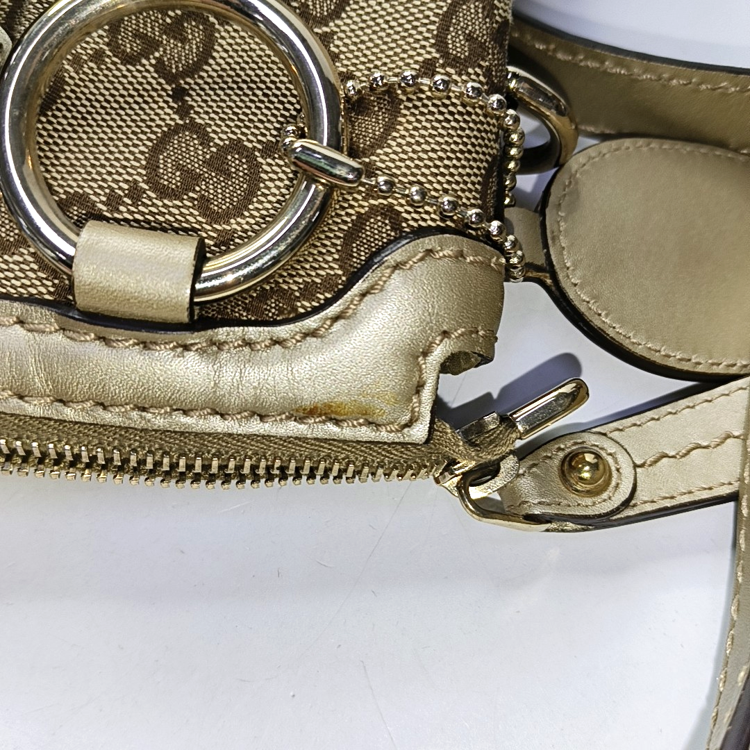 GUCCI Sukey Khaki Canvas Monogram Crossbody Bag Golden hardware Removable shoulder strap-(SKU)-958213257
