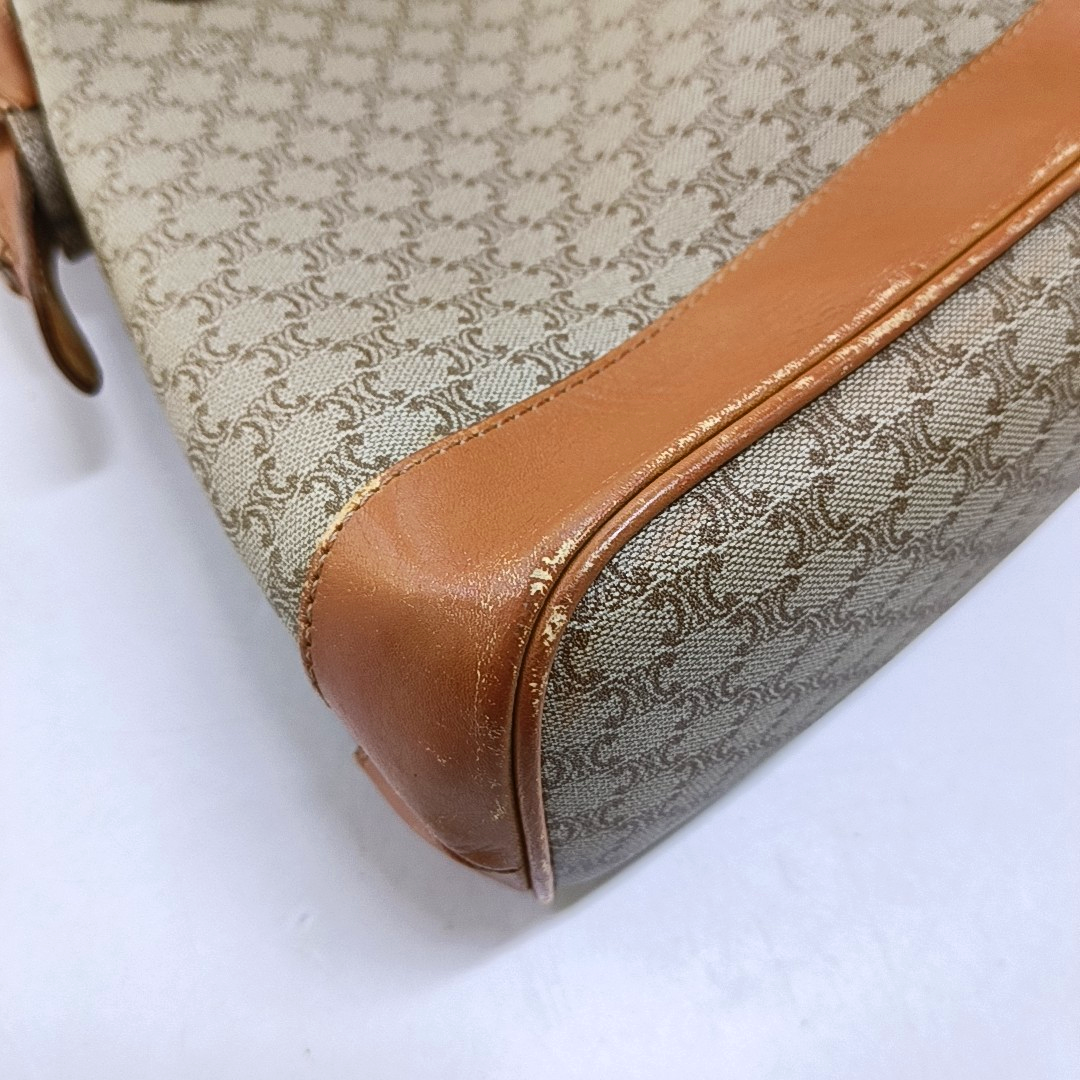 CELINE Tote bag Khaki Coated Canvas Triumph Grained Shoulder Bag Handbag Brown Hardware-(SKU)-947832104