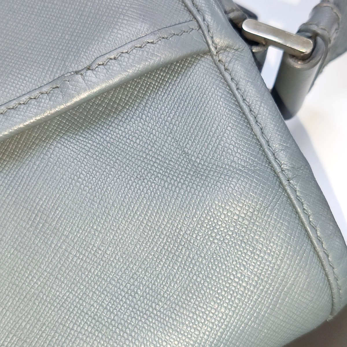 PRADA Dark Grey Cowhide Crosshatch shoulder bag Silver Hardware-(SKU)-938485965