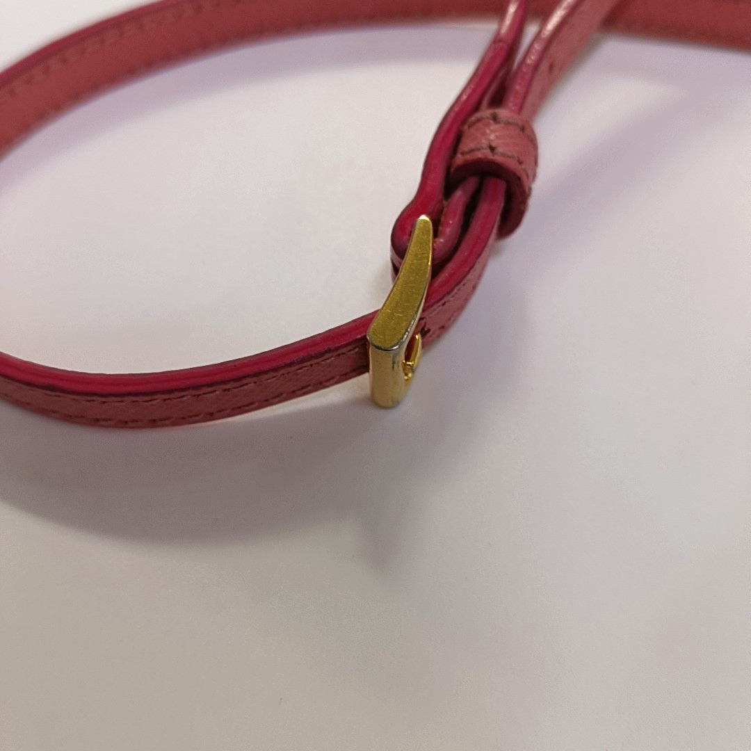 PRADA Pink cowhide cross-grain shoulder bag/handbag/crossbody bag Golden hardware Removable shoulder strap-(SKU)-960391827